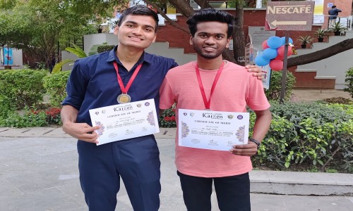 Team Vengeance Shines at GGSIPU Main Campus! We're thrilled to share that Sujal Gupta & Ankit Singh Bisht from CSE Second Year have showcased their brilliance, securing the second position in the Kaizen Ideathon organized at GGSIPU! 🚀🌟