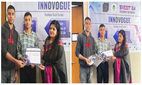 "Congratulations✨ to Team Balidan , led by Ritesh Mishra and his teammate, of 2nd yr CSE , who clinched victory and secured 1st position among 100+ teams in the prestigious Bvest(technical fest held on 5-6 March )Ideathon (innovogue )organized by GFG BVCOE.